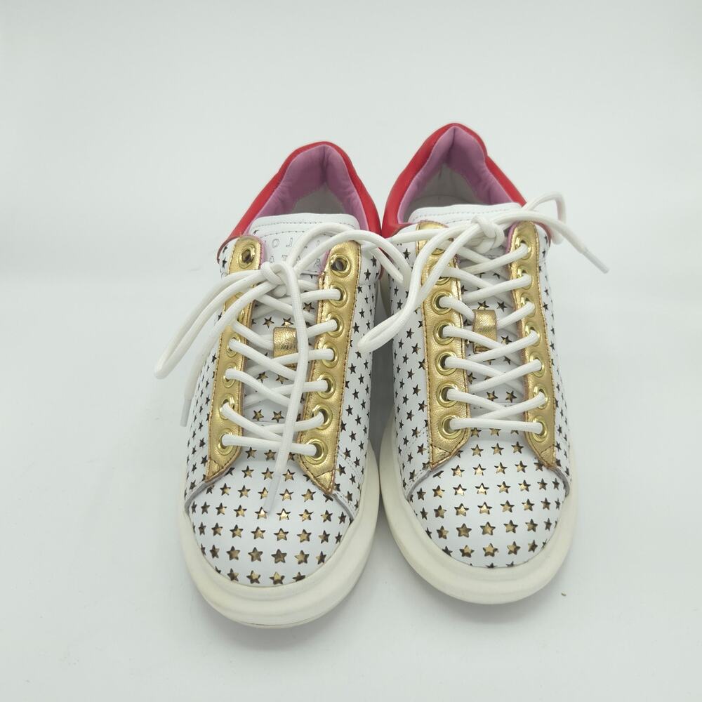 Hollie Watman Star Gazing Women's Size 7 White Red Leather Gold Sneakers - Picture 7 of 9